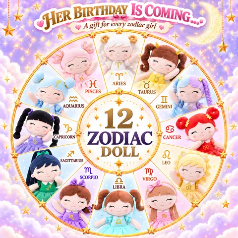 12 Zodiac Dolls, Soft Stuffed Princess Rag Dolls for Girls 0-6 Years, Personalized Astrology Star Sign Toys, Ideal Birthday Milestone Present, Christmas Morning Gift & Stocking Stuffer, Aesthetic Nursery Room Decor,Zodiac girls dolls，#zodiac