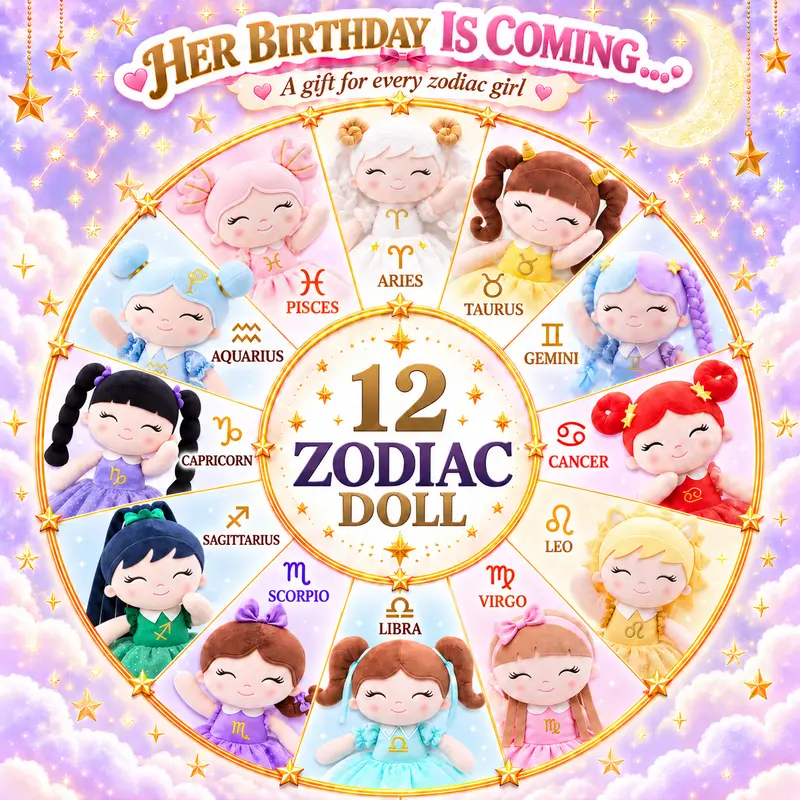 12 Zodiac Dolls, Soft Stuffed Princess Rag Dolls for Girls 0-6 Years, Personalized Astrology Star Sign Toys, Ideal Birthday Milestone Present, Christmas Morning Gift & Stocking Stuffer, Aesthetic Nursery Room Decor,Zodiac girls dolls,#zodiac