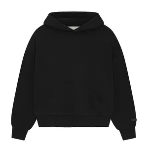 Mens Fleece Hoodie Jet Black SS25 Oversized Pullover for Women Soft Casual Sweatshirts with Kangaroo Pocket Relaxed Fit Ideal for Fall Winter Layering Daily Outings