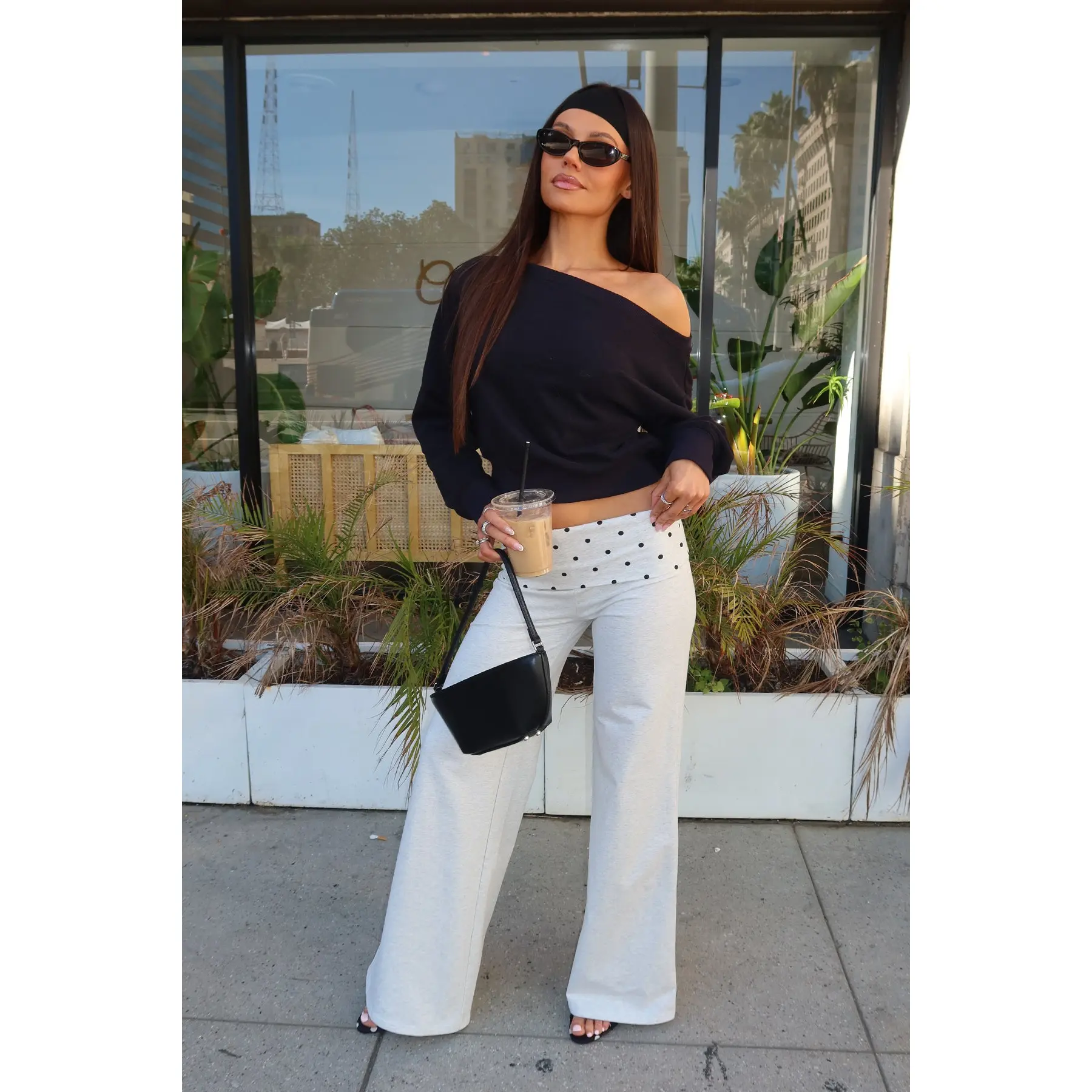 Reeva Polka Dot Foldover Pants Reeva Polka Dot Foldover Pants