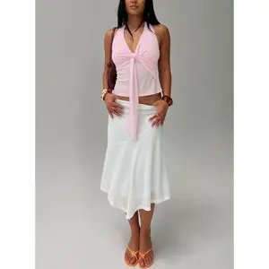 Adrea Asymmetrical Midi Skirt White