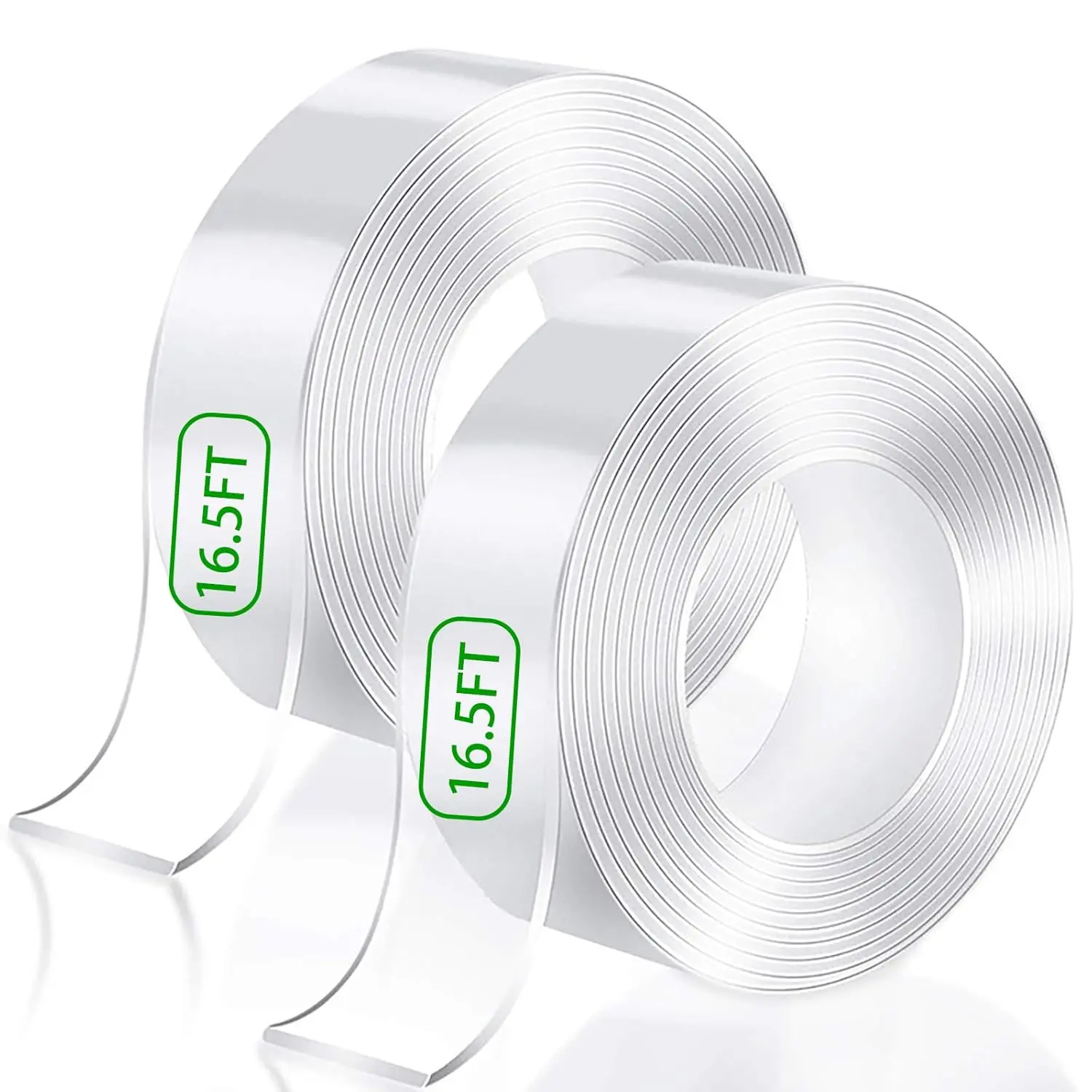 Double Sided Tape Heavy Duty (2 Rolls Total 33 ft),  Clear Sticky Tack Mounting Tape, Removable Nano Adhesive Tape for Wall, , Office, Picture , Poster, Rug Fixing Strips