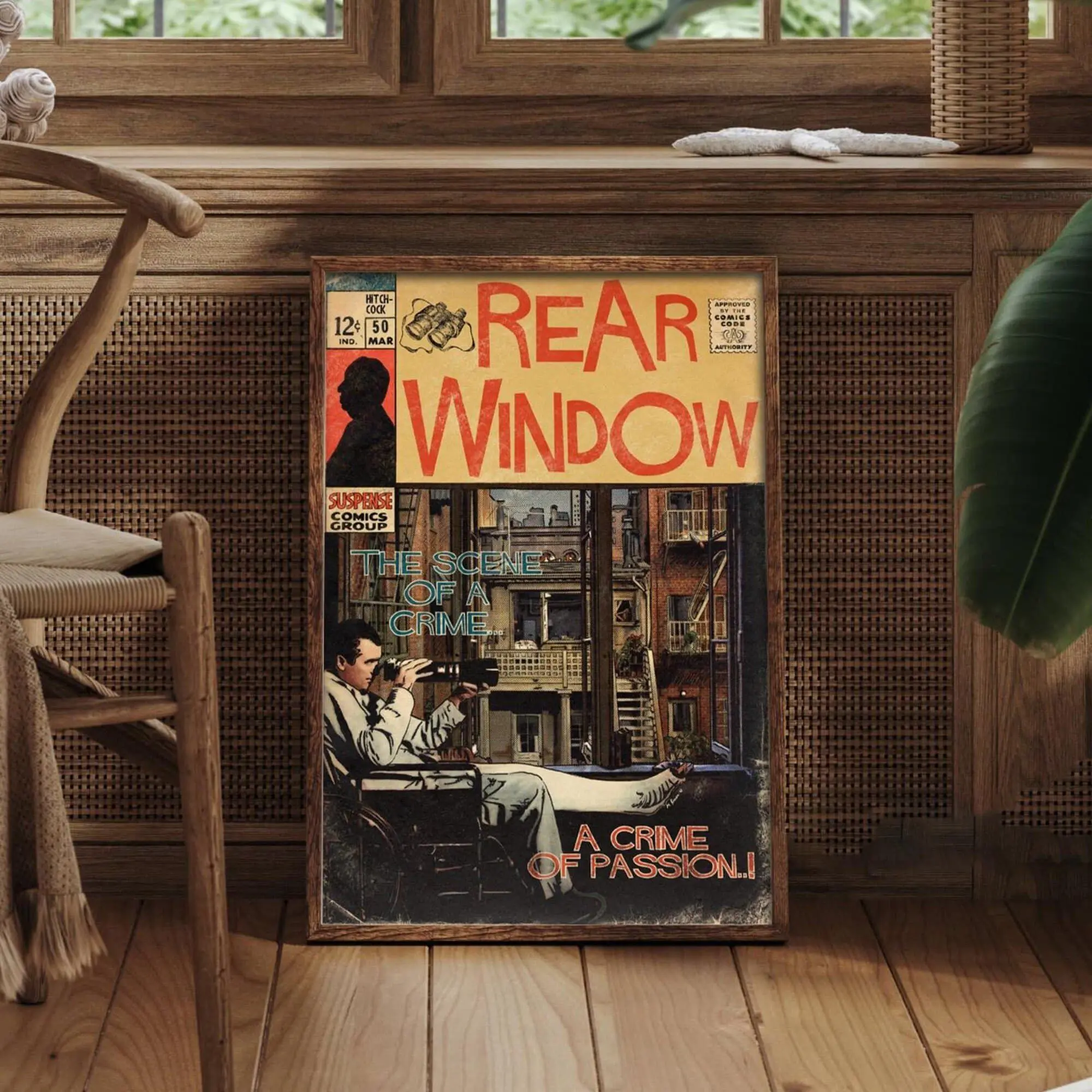 Rear Window Movie Poster, Canvas Print, Wall Art, Film Poster Artwork, Home Decor( Unframed - Print Only )
