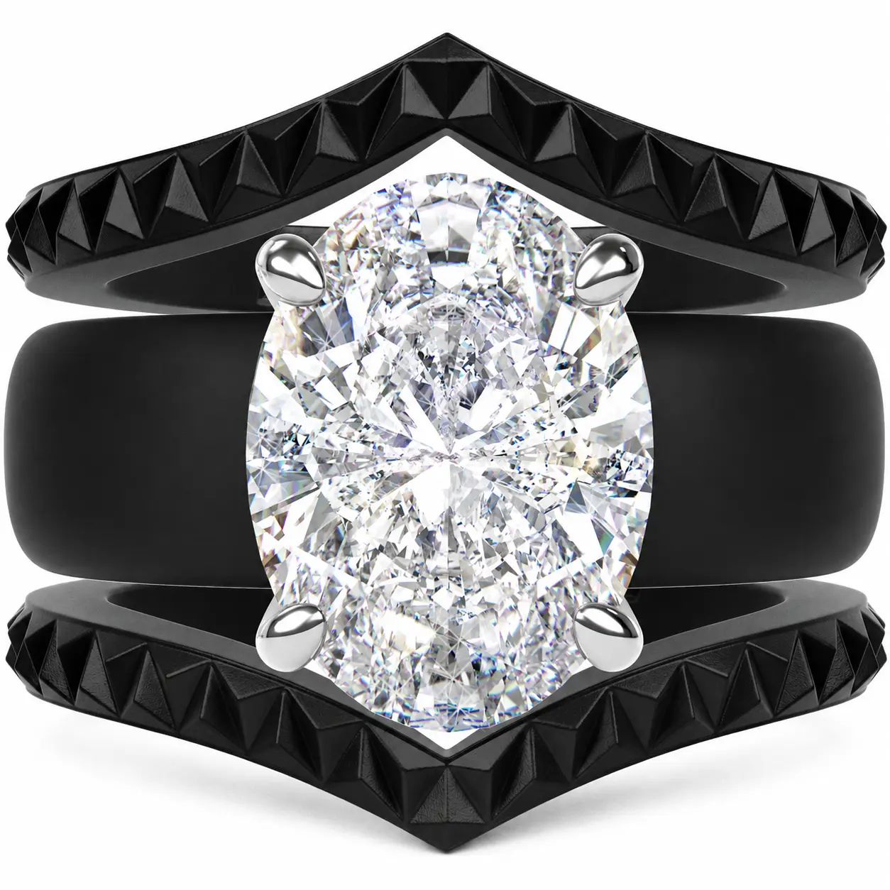 Silicone Ring Stackable Set – 11×8 mm Oval Cut CZ | Patented Design - GlowStone Collection