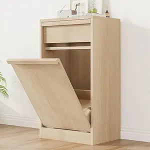 Trash Cabinet Tilt Out, Freestanding Trash Can with 10/20 Gallon Storage, Hidden Pet-Proof Garbage Bin Laundry Hamper for Kitchen, Dining Room, Living Room Cleaning