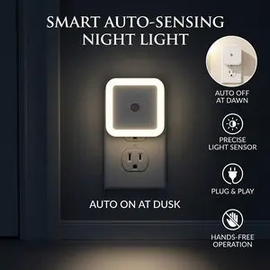 LED Night Lights Plug into Wall 6-Pack, Dusk to Dawn Auto On/Off, Soft Warm Light for Bedroom, Nursery, Bathroom & Hallway