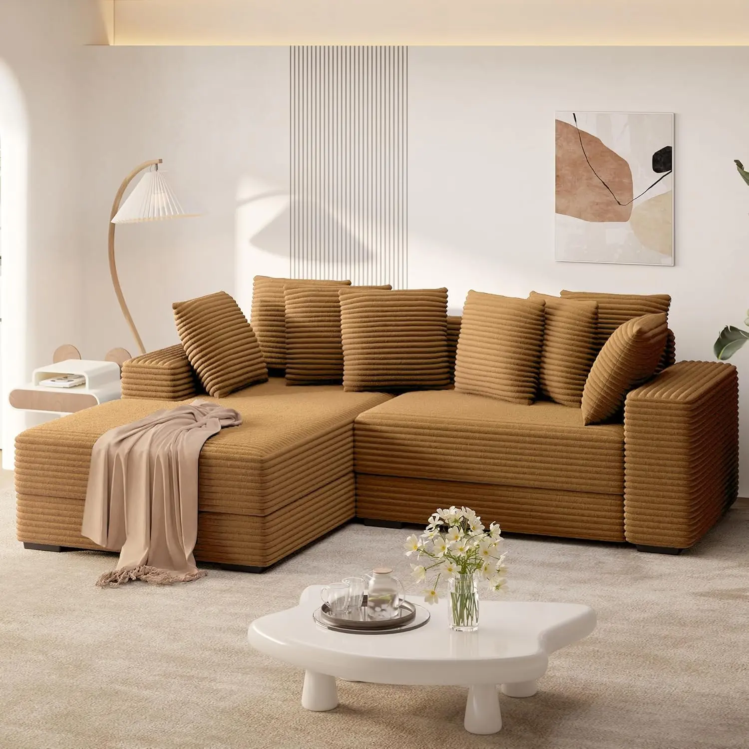 Brwon-L Shape-Left Chaise