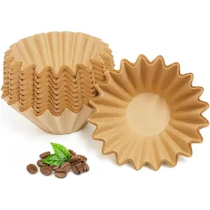 2-5 Cup Coffee Filters, Pack of 100 Unbleached Coffee Filters 5 Cup, Thicken  Coffee Filter Basket for Commercial,  Coffee Maker, Pour Over Coffee Kit (Brown, W02)