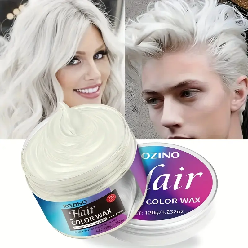ROZINO Gray Temporary Hair Color Wax, Quick Coloring & Styling Hair Care Item for All Types, Washable, 120g/4.23oz