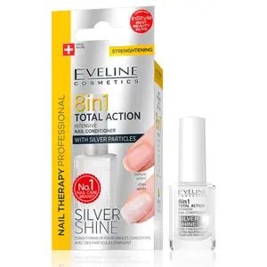 Eveline Cosmetics Nail Therapy Total Action 8 in 1 Intensive Nail Therapy Conditioner with Silver Shine Luxury Nail Care