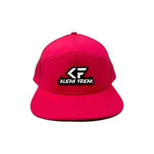 Klean Freak Hot Pink Flat Brim Snapback, Bold & Adjustable Streetwear Hat, 7-Panel Durable Polyester-Elastane Blend with Signature Silicone KF Patch