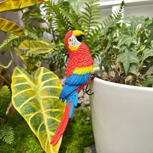 Resin Parrot Couple Bird Home Decor, Garden Pot Balcony Plant Aquarium Ornament, Outdoor Pool Animal Decoration, Elegant Yard Accent