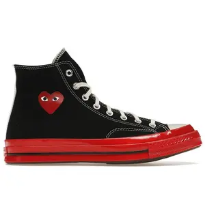 Converse Unisex Chuck Taylor All Star 70 Hi Comme des Garcons PLAY Black Red Midsole, from StockX