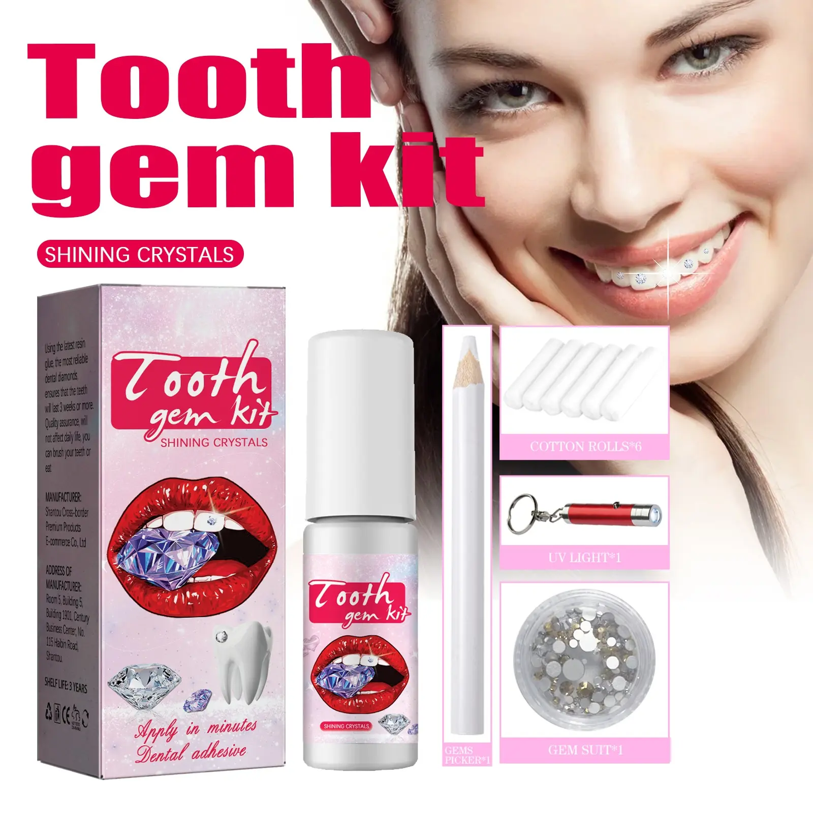 DIY Tooth Gem Starter Kit, Temporary Short-Term Wear Fashion Teeth Jewelry Kit, Not Permanent or Long-lasting, Not Intended for Those Seeking Permanent Results