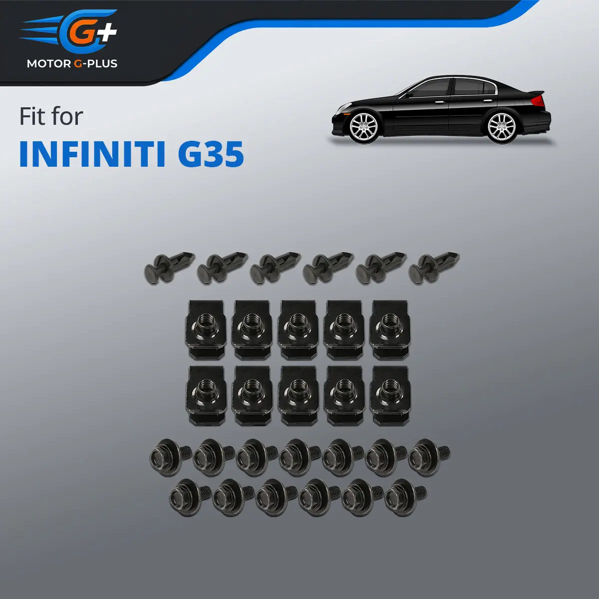 MOTOR GPLUS High Reliability Car Accessory Body Bolt Nut Clip Kit for Infiniti G35 G37 FX35 FX45 - 1 Set, Stable Performance, Secure Fit, Engine Splash Shield Screws, Fender Bumper Rivets, Side Skirt & Door Bolts, Other Trim