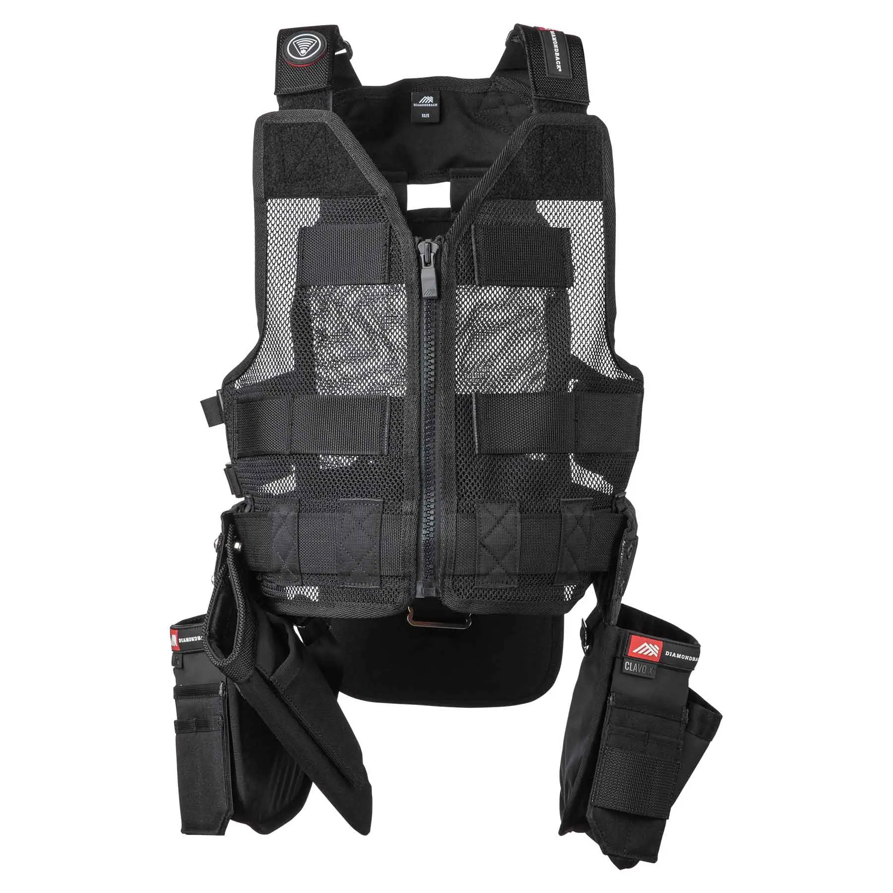 Maestro Deluxe '25 Tool Organizer Vest for Tradesperson & Unisex Adults - Construction Hardware Pros Vest with Waist-Mounted Bags, 15 Slot Pockets, 7” & Trim Square Slots, Integrated Bit Index, Compact Fit, Magnetized Design