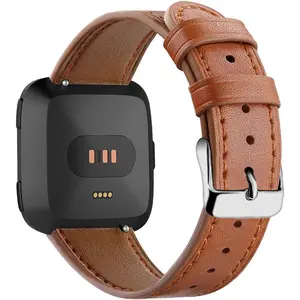 Leather Band for Fitbit Versa 2 Bands/Fitbit Versa Band/Fitbit Versa SE/Versa Lite Smart Watch Wristbands for Women Men, Adjustable Soft Leather Replacement Strap