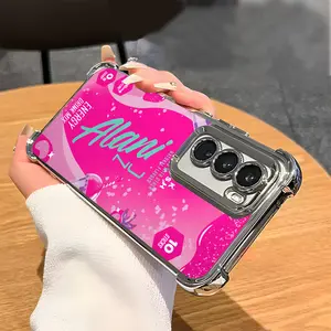 Alani Energy Drink Trendy Protection Pattern Aesthetic Electroplated TPU Casing For SAMSUNG GALAXY S22 S23 S24 FE ULTRA PLUS Four Corners Anti-Fall Transparent Soft Silicone Gift Shockproof Protection Anti-Drop Protective Protector Phone Cases Shell Cover