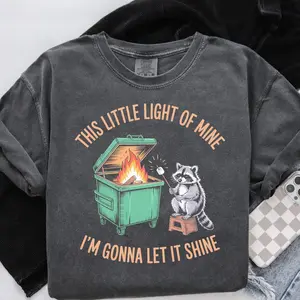 Comfort Colors® Funny Racoon Shirt, Women T shirt, Funny best friend gift, Girly shirt, Dumpster Fire Raccoon TShirt, Mental Health Tee