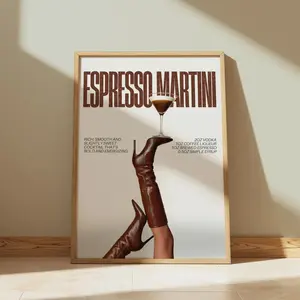 1pc, wall art, vintage poster, espresso martini print, Roostertail boots canvas painting, bedroom aesthetic, living room decor, apartment decor, housewarming gift, unframed