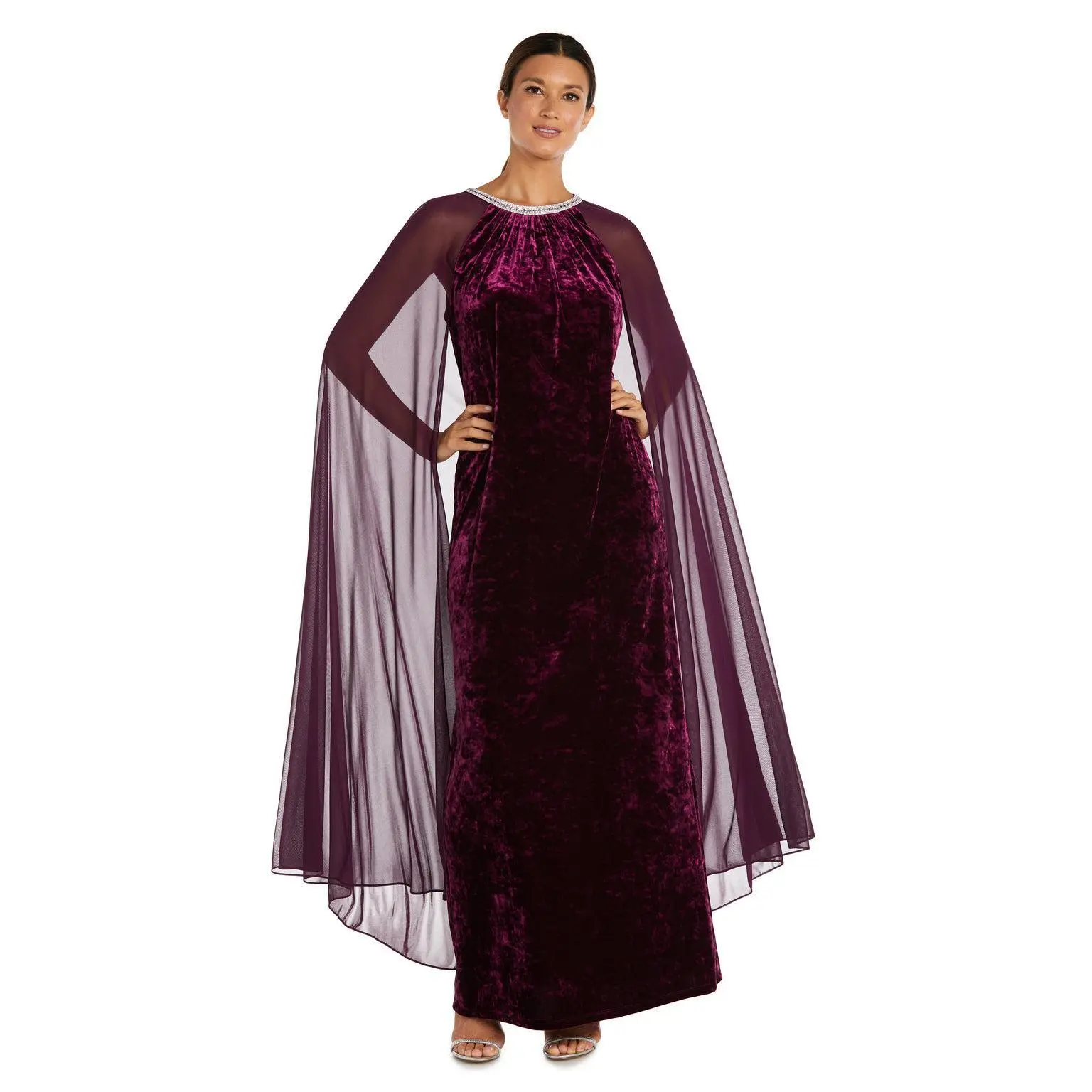 r&m richards burgundy dress Sequined Embellished Dress