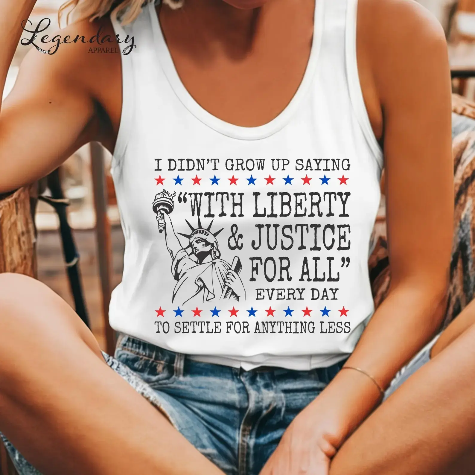 Liberty and Justice For All Tank Top Human Rights Racerback Tank Top 4th of July Equality Tank Resist DEI Tank Top Pledge Of Allegiance Tank