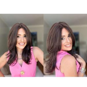 [Style Icon] HD Lace Front Synthetic Wigs with Curtain Bangs Pre Plucked 20 Inch Long Wigs for Women Natural Hairline and Tiny Knots Wigs