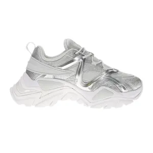 Fila Womens Electrove 3 Metallic Lace Up Sneakers Shoes Casual - Silver
