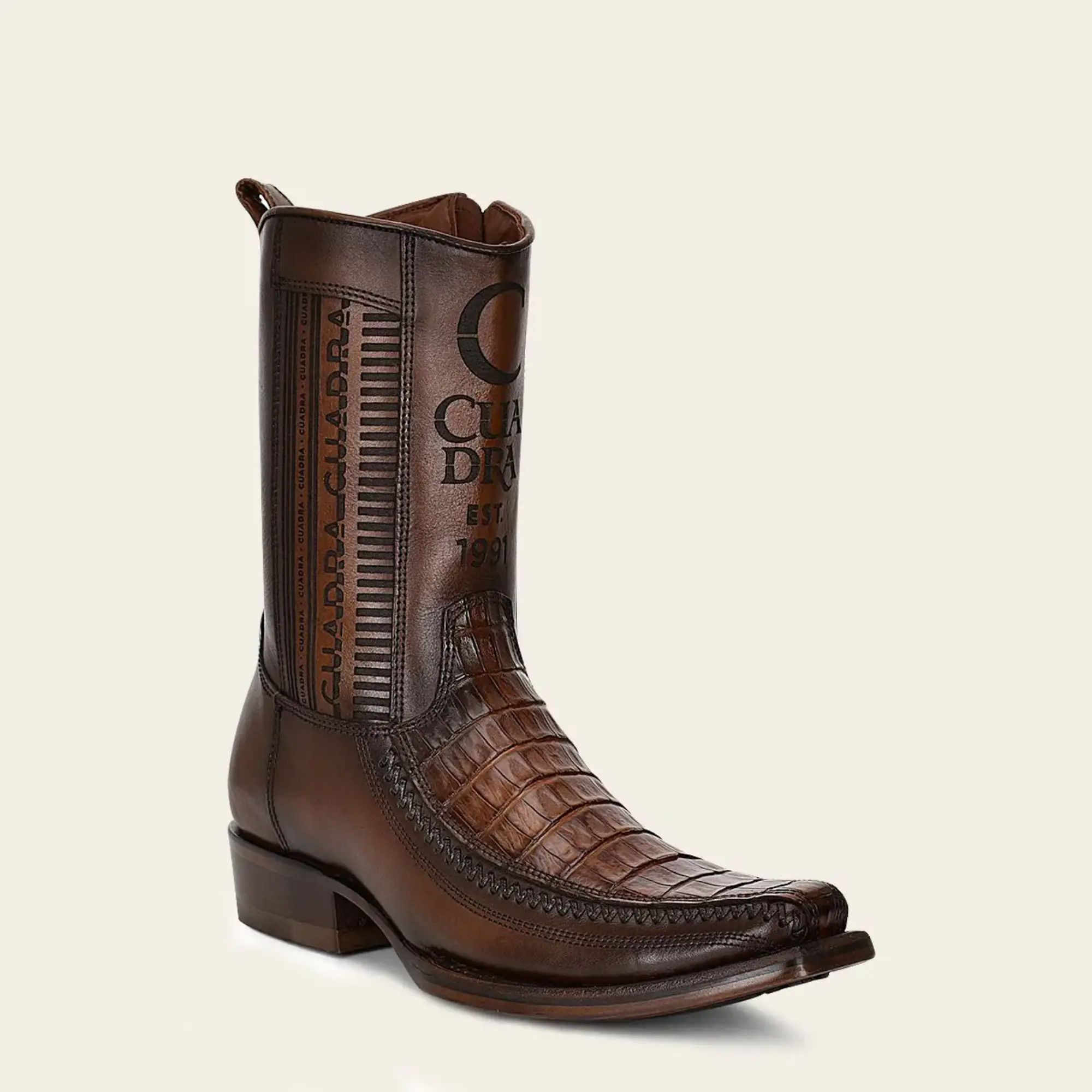 Cuadra Men's Western Boots, Genuine Leather Shoe with Decorative Stitching, Comfortable and Durable Footwear CU698