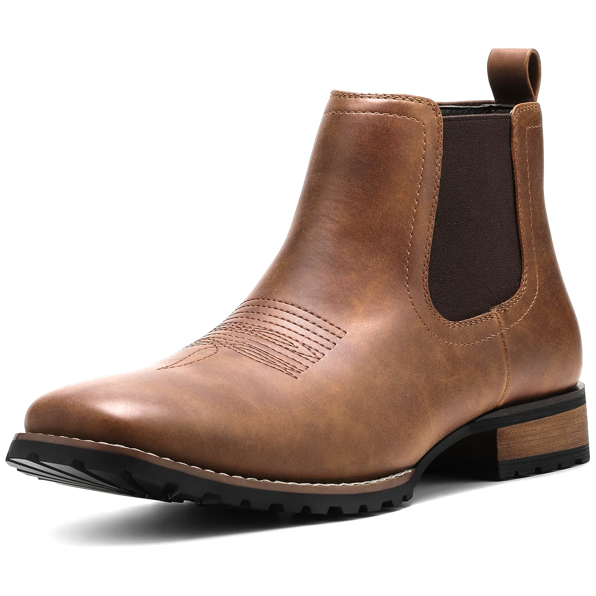 JASONSTAR Chelsea Cowboy Boots for Men Square Toe Western Boots Classic Casual Work Ankle Boots-botines para hombre