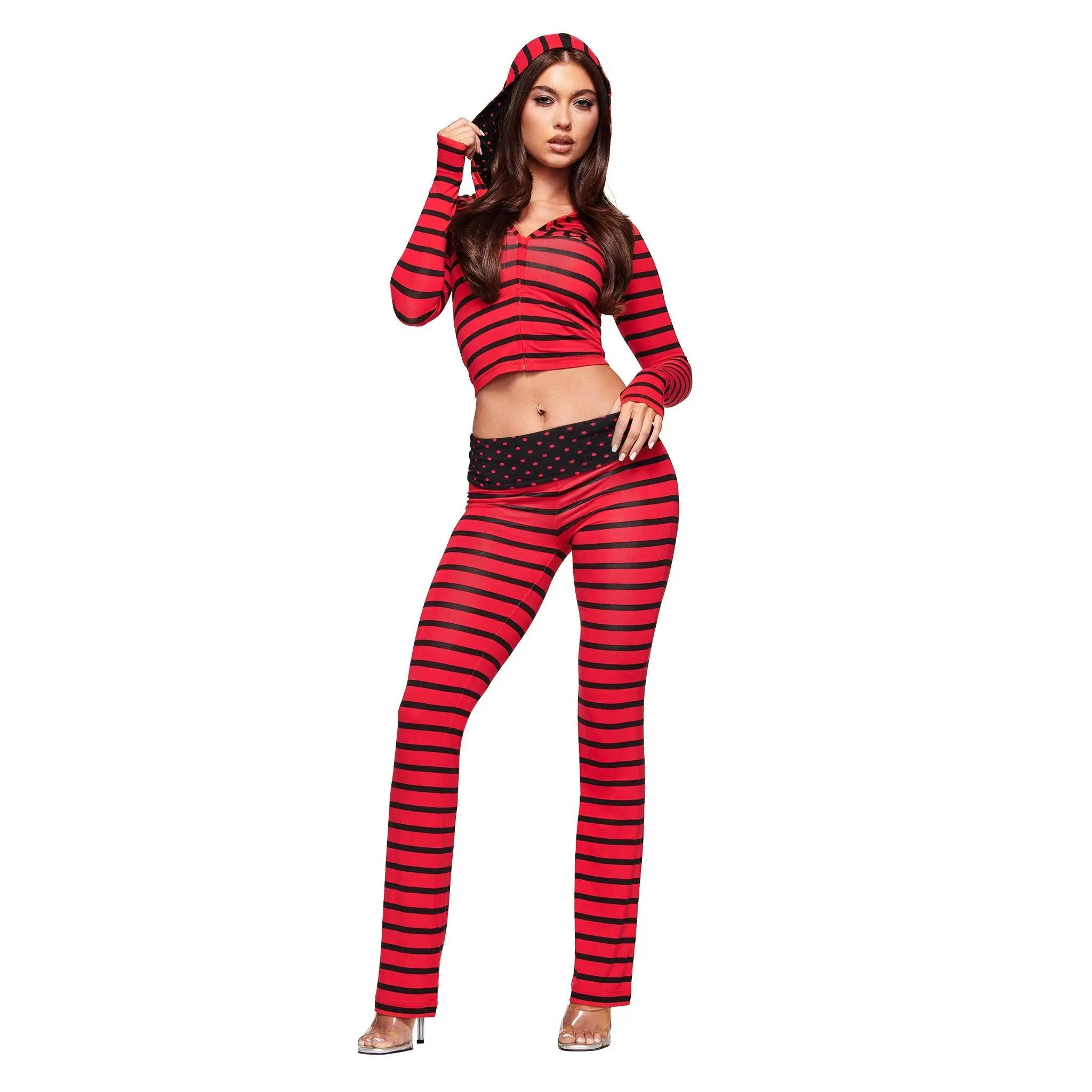 BLARE FOLDOVER TRACKPANT - RED AND BLACK STRIPE BLARE FOLDOVER TRACKPANT - RED AND BLACK STRIPE