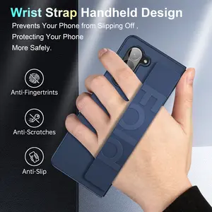 Matte Hard PC Silicone Wrist Strap Grip Case For Samsung Galaxy Z Fold 6 5 4 3 Fold6 Fold5 Fold4 Wristband Elastic Armor Cover
