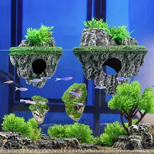 Floating Aquarium Rock Decor, Cave Fish Tank Ornament, Safe Hideout for Betta/shrimp, Freshwater/saltwater Natural Scene, Gift for Fish Lovers