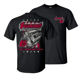 Summit Racing Equipment Pro LS Engine Shirt 100% Cotton Performance Car Graphic Tee Muscle Car Enthusiast Gift Men's Tops T-Shirts