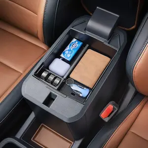 Center Console Tray Compatible with 2022-2025 Ford Maverick Accessories, XL XLT Lariat Pickup  Organizer Armrest Box  Container-Black