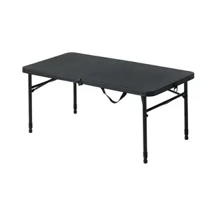 Mainstays 40"L x 20"W Plastic Adjustable Height Fold-in-Half Folding Table, Rich Black