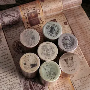 Vintage Decorative Tape Set, 7 Rolls Retro Adhesive Stickers, Perfect for DIY Crafts & Home Decoration