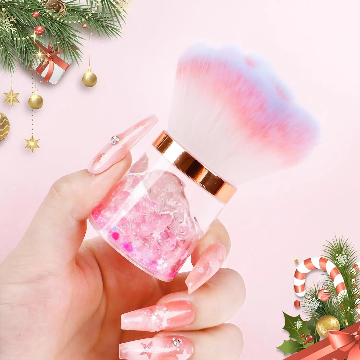 ✨ Rose-Shaped Nail Dust Brush｜Multi-Purpose 2-in-1 Manicure & Makeup Brush Tool Multitasker Brush – 3-in-1: Dust Removal / Blush / Loose Powder – Portable Travel Brush – Essential for Nail Technicians & Makeup Enthusiasts