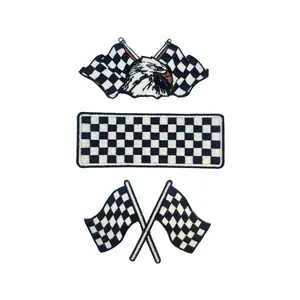 3PC Checkered Flag Inch Iron on Sew on Patch for Uniforms and Clothing