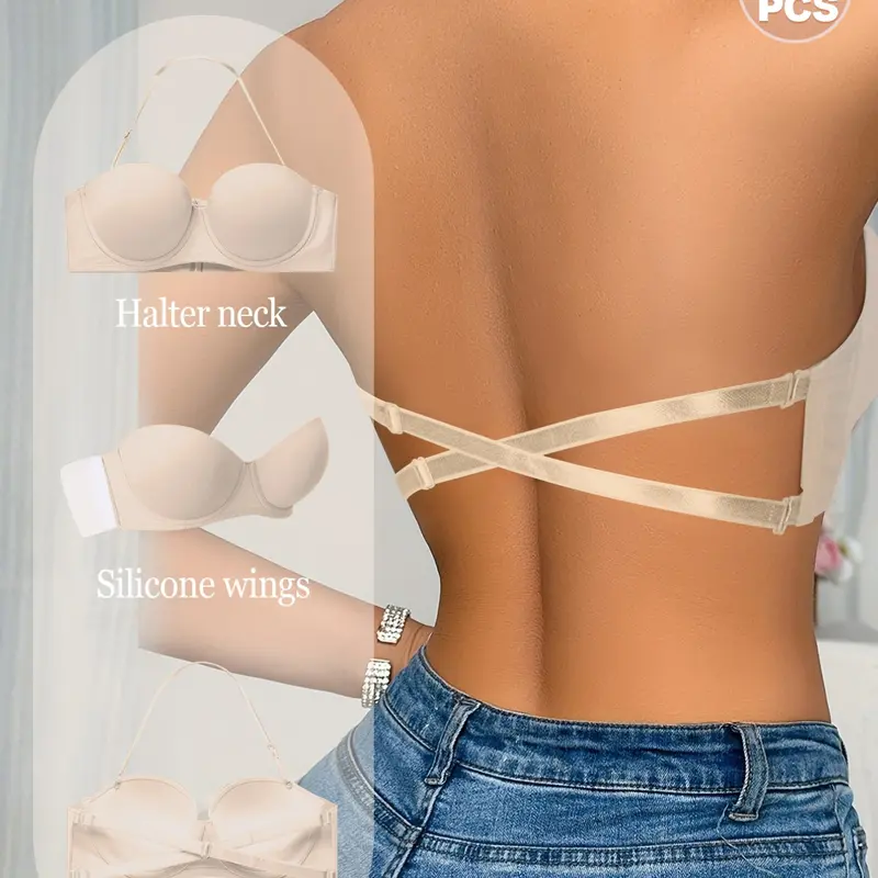1/2/3pcs Multi-Wear Invisible Seamless Underwire Bra, Adjustable Strapless Design, Silicone Side Wings, Perfect Fit for Daily Wear, Seamless Shaping Bra
