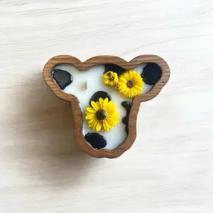 candlemelts Cow Dough Bowl Candle with Bright Sunflowers Decor - Scented Soy & Coconut Wax, Cotton Wick, Unique Artistic Touch for Cozy Home Ambiance