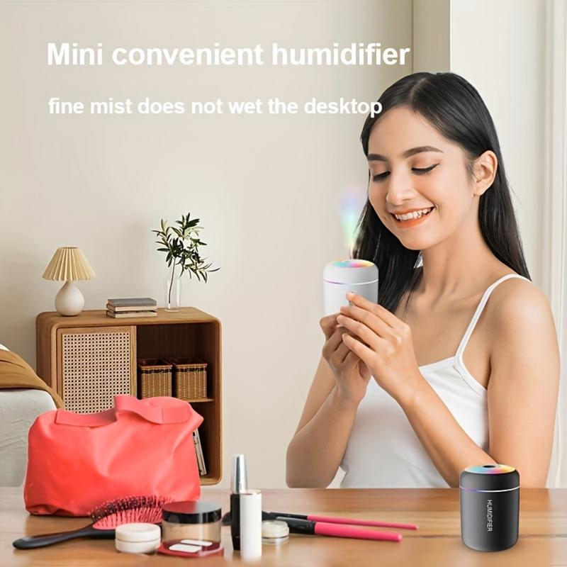 Mini portable humidifier: designed for ultra quiet operation, equipped with colorful circulating lights and 2-level fog adjustment, suitable for bedrooms, desktops, and can also be used in offices, homes, cars, Christmas gifts Mini portable humidifier: designed for ultra quiet operation, equipped with colorful circulating lights and 2-level fog adjustment, suitable for bedrooms, desktops, and can also be used in offices, homes, cars, Christmas gifts