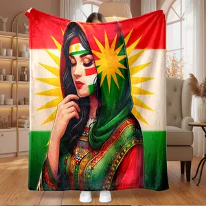 1pc Kurdish Cultural Theme Design Flannel Fleece Blanket, Super Soft, Warm & Cozy Throw for Living Room, Bedroom, Sofa, Couch, Office Nap, and Travel, Great Gift for Adults, Men, and Women, Cozy Chic Blanket