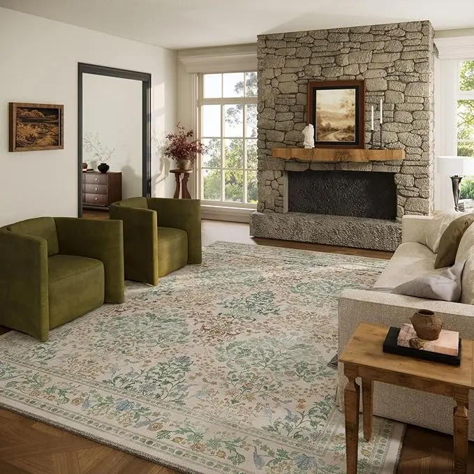 Animal and Floral-cream Green