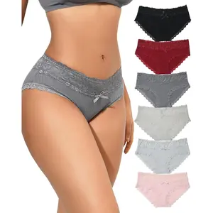 Aijolen Cotton Underwear for Women Breathable Lace Bikini Panties Ladies Hipster Underpants S-XL