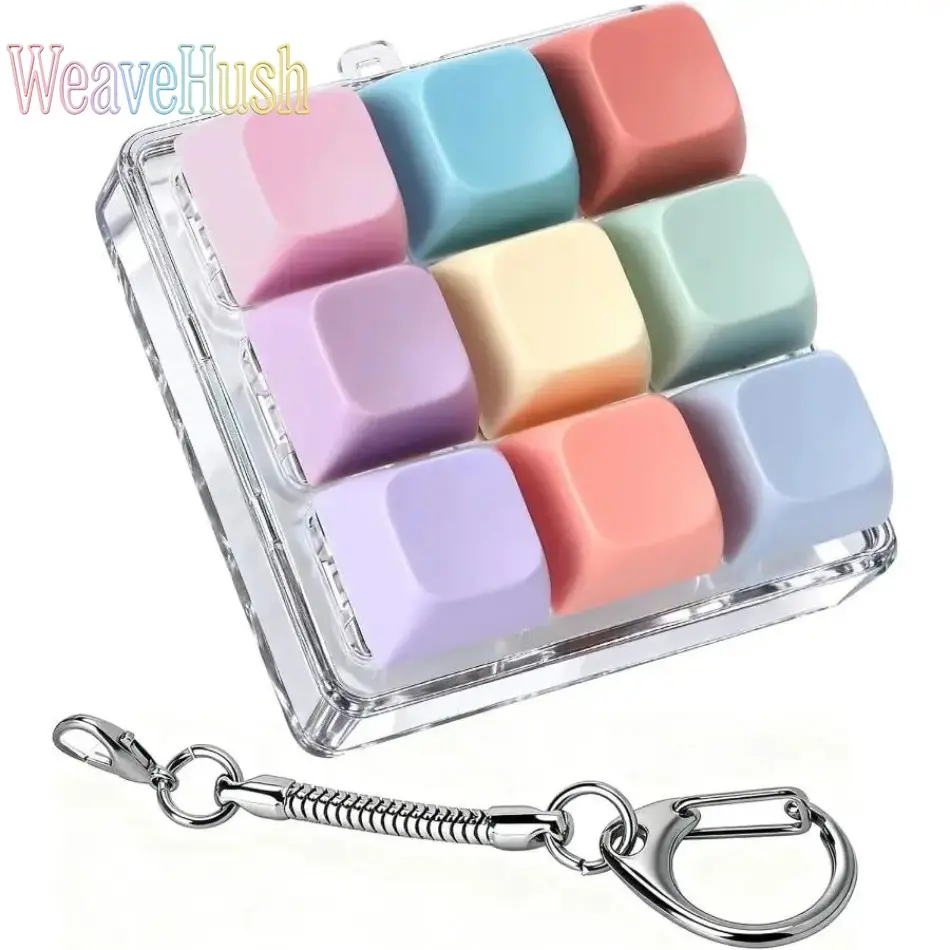 Fidget Keychain with Keyboard Clicker for Adults, Colorful Compact Sensory Gadget for Office Stress and Anxiety Relief