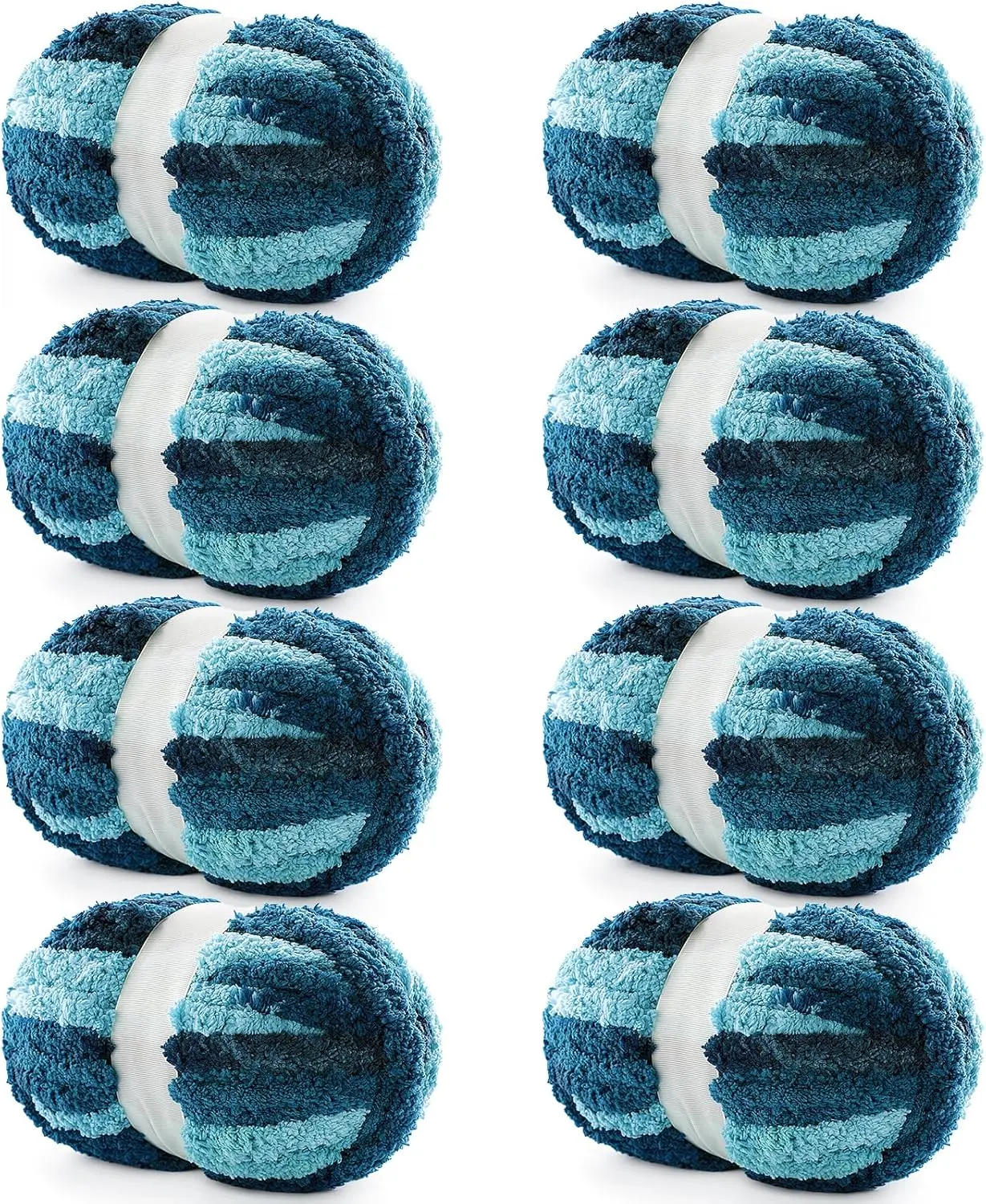 8 Pack Chunky Yarn for Hand Knitting - Chenille Blanket Yarn for Crocheting Blankets - 228 Yds/61.6 Oz Rainbow Ombre Yarns - Super Bulky Soft Thick Mixed Color  Yarns (8, Dark Blue-Blue-Black)