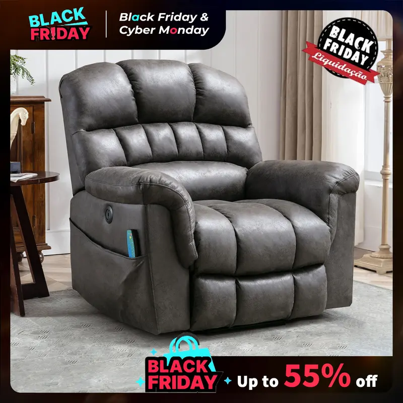 [TikTokShopBlackFriday]EBELLO Large electric lift sofa for the elderly, imitation leather massage recliner with heating function