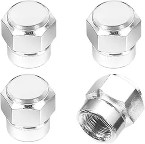 4PCS Car Tire Valve Stem Cap, Aluminum Car Hexagon Valve Cover, Leak-Proof Dustproof Car Tire Cap Cover, Automotive Accessories for Cars, Bicycles, SUVs, Motorcycles, Trucks (White)