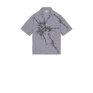 Jaded London Gingham Illustration Shirt in Navy